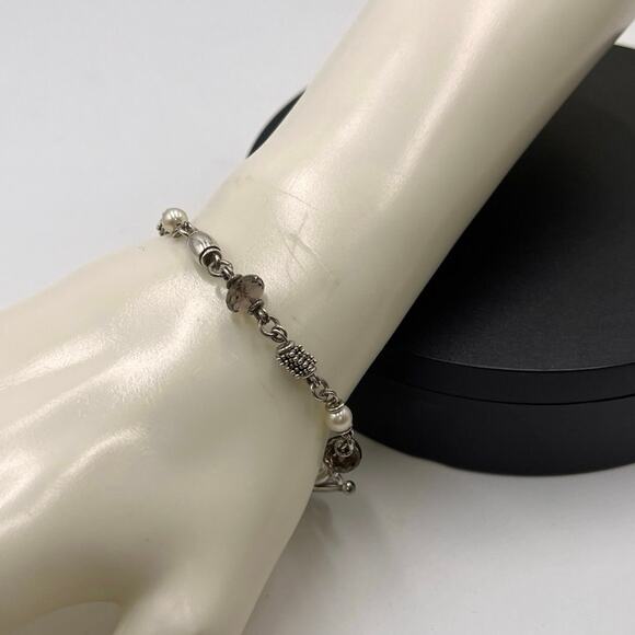 Michael Dawkins 925 Sterling 14K Rondel Bead fresh Water Pearl Toggle
Bracelet - Picture 1 of 9